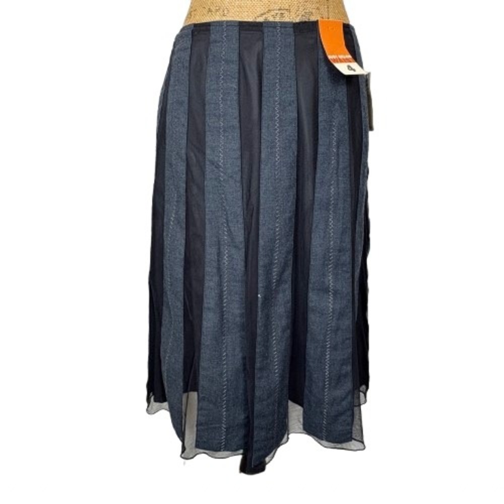 Y2K NWT Old Navy Women Black Gray Paneled Midi Skirt Corporate Goth‎ Size 4